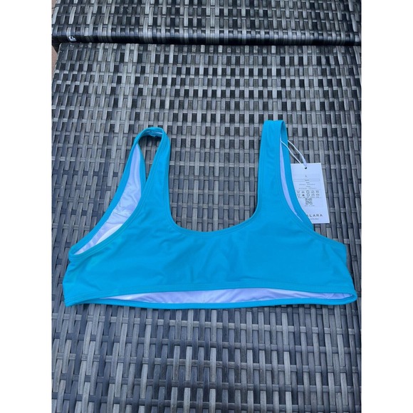 NWT Halara Solid U Neck Sporty Lake Blue Bikini Top Size Large - Picture 5 of 7